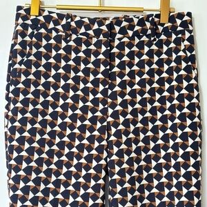H&M| Black White & Brown Geometric Cropped Trouser Pants Sz 6